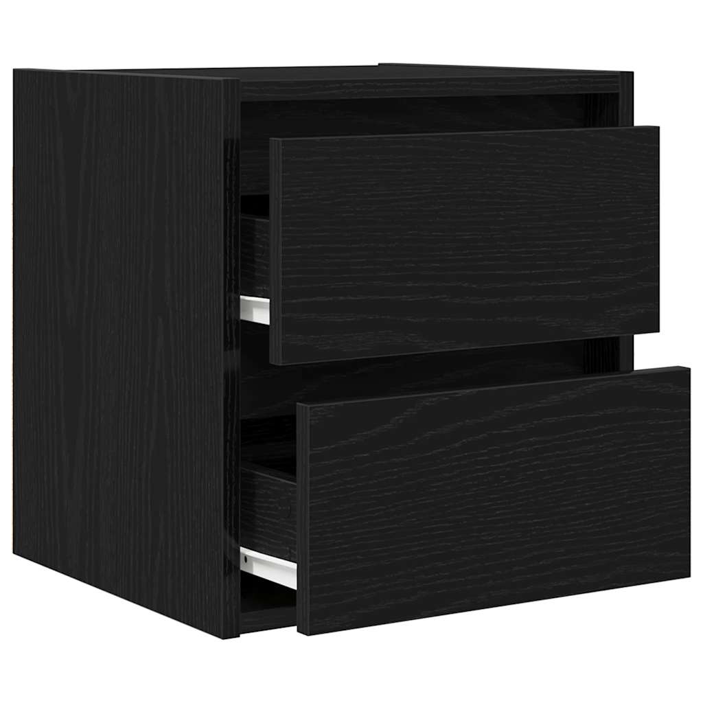 vidaXL Wall-mounted Bedside Cabinets 2 pcs Black Oak 38x34x40 cm
