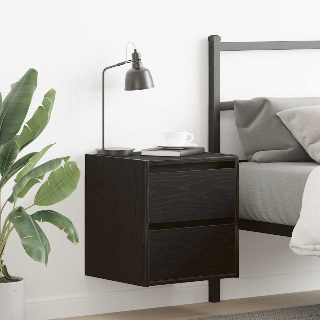 vidaXL Wall-mounted Bedside Cabinets 2 pcs Black Oak 38x34x40 cm