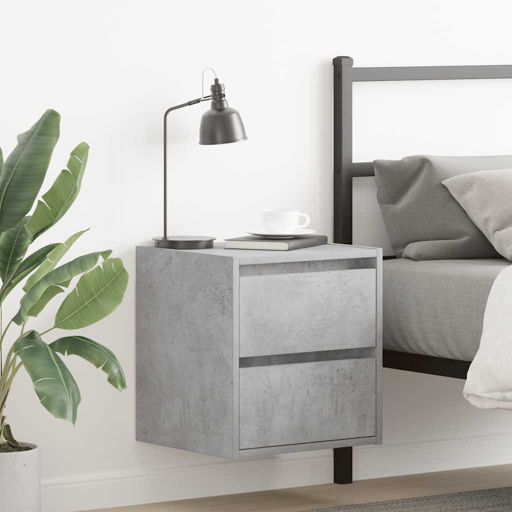vidaXL Wall-mounted Bedside Cabinet Concrete Grey 38x34x40 cm