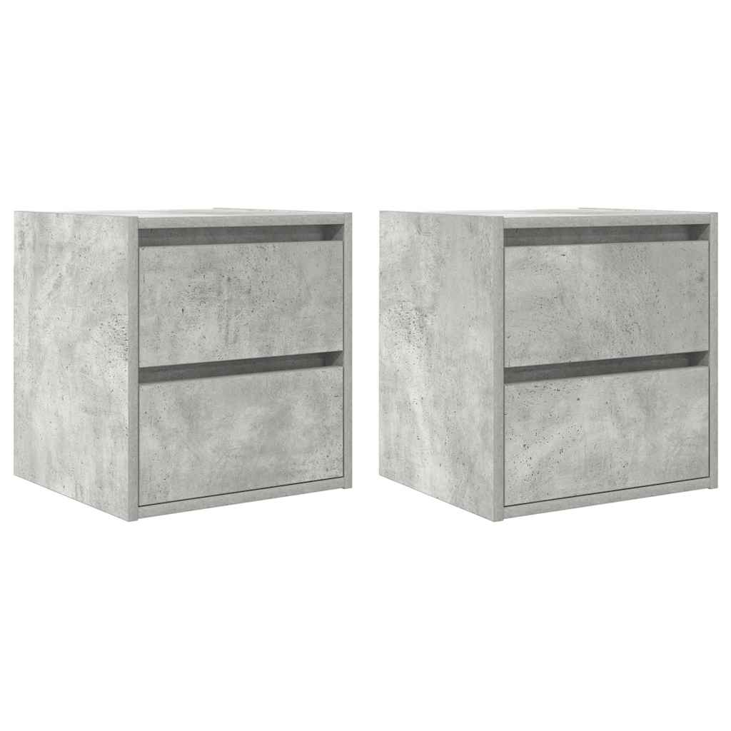 vidaXL Wall-mounted Bedside Cabinets 2 pcs Concrete Grey 38x34x40 cm