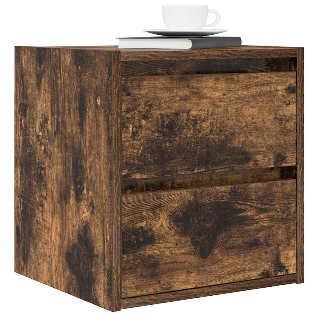 vidaXL Wall-mounted Bedside Cabinet Smoked Oak 38x34x40 cm