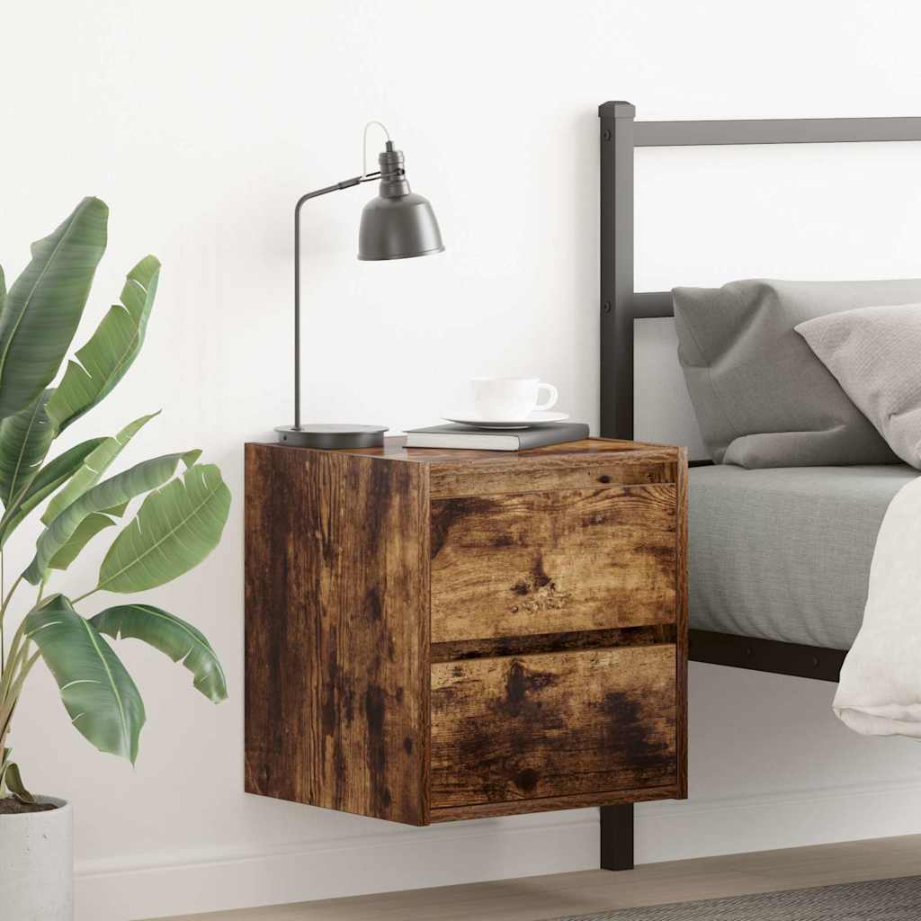 vidaXL Wall-mounted Bedside Cabinet Smoked Oak 38x34x40 cm
