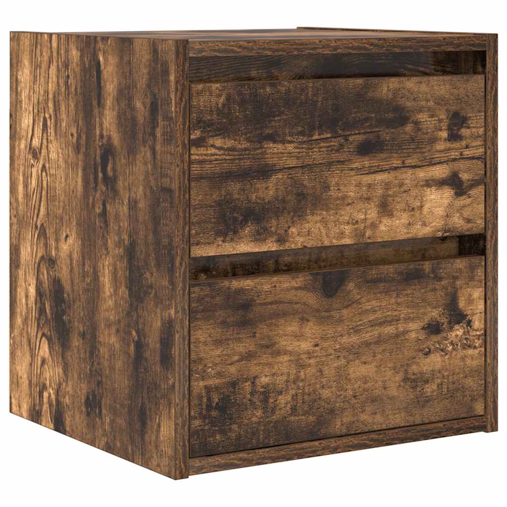 Wall-mounted Bedside Cabinets 2 pcs Smoked Oak 38x34x40 cm