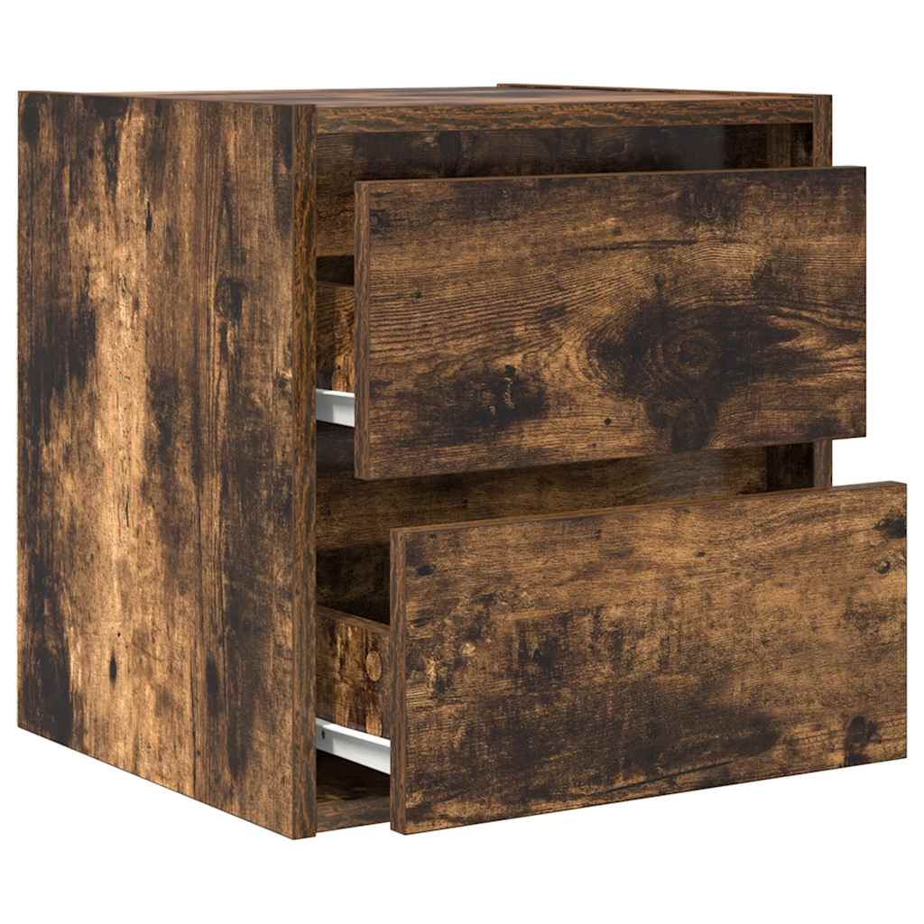 Wall-mounted Bedside Cabinets 2 pcs Smoked Oak 38x34x40 cm