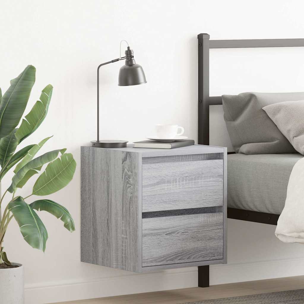 vidaXL Wall-mounted Bedside Cabinet Grey Sonoma 38x34x40 cm
