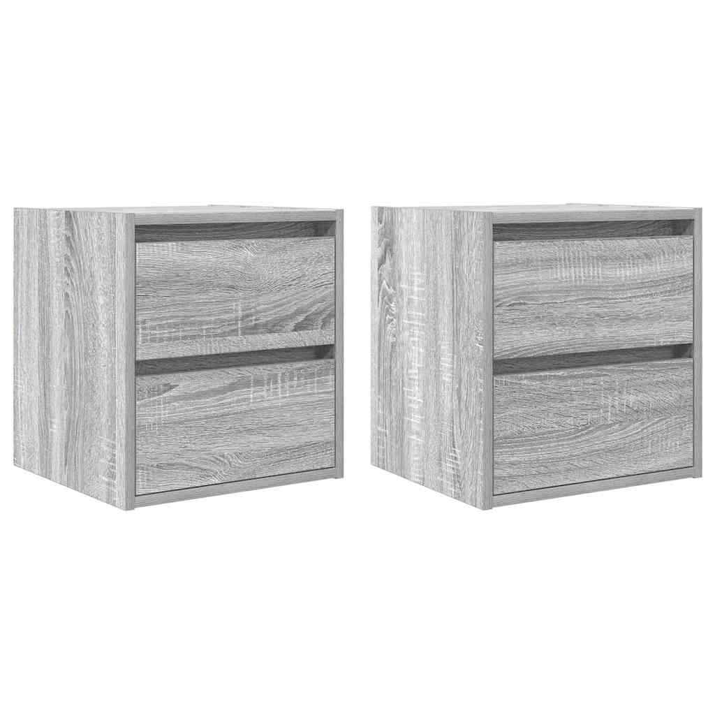 vidaXL Wall-mounted Bedside Cabinets 2 pcs Grey Sonoma 38x34x40 cm