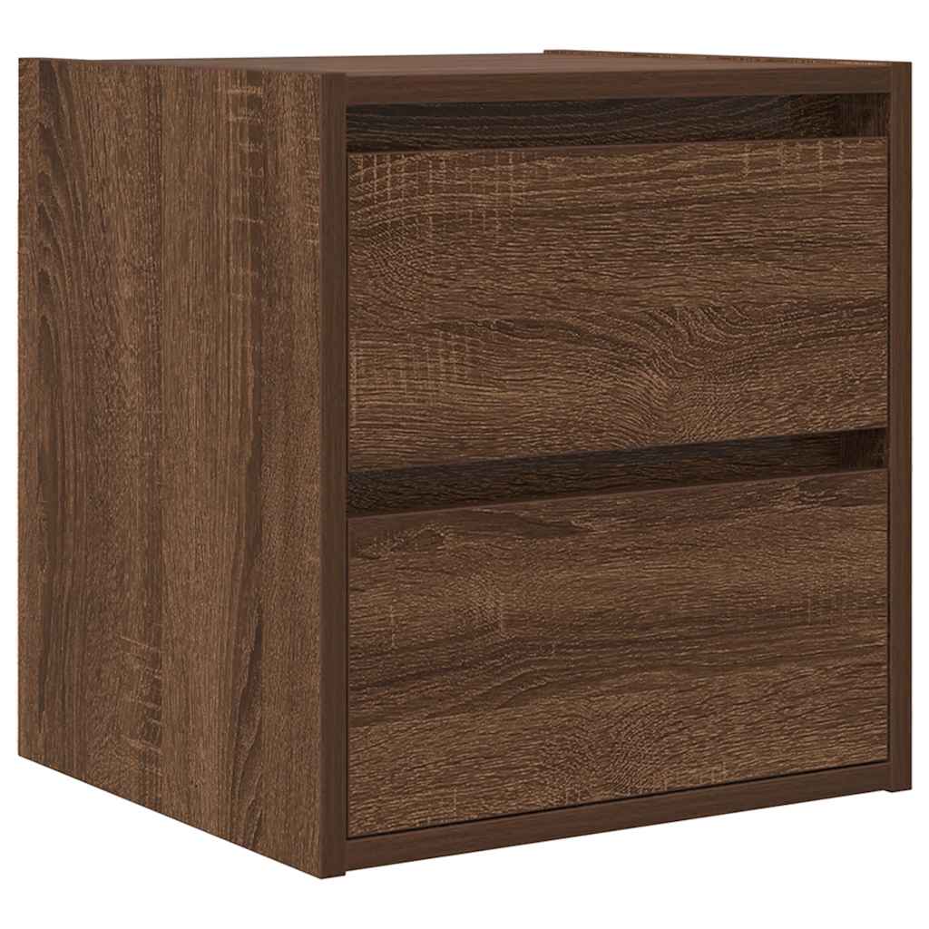 vidaXL Wall-mounted Bedside Cabinet Brown Oak 38x34x40 cm