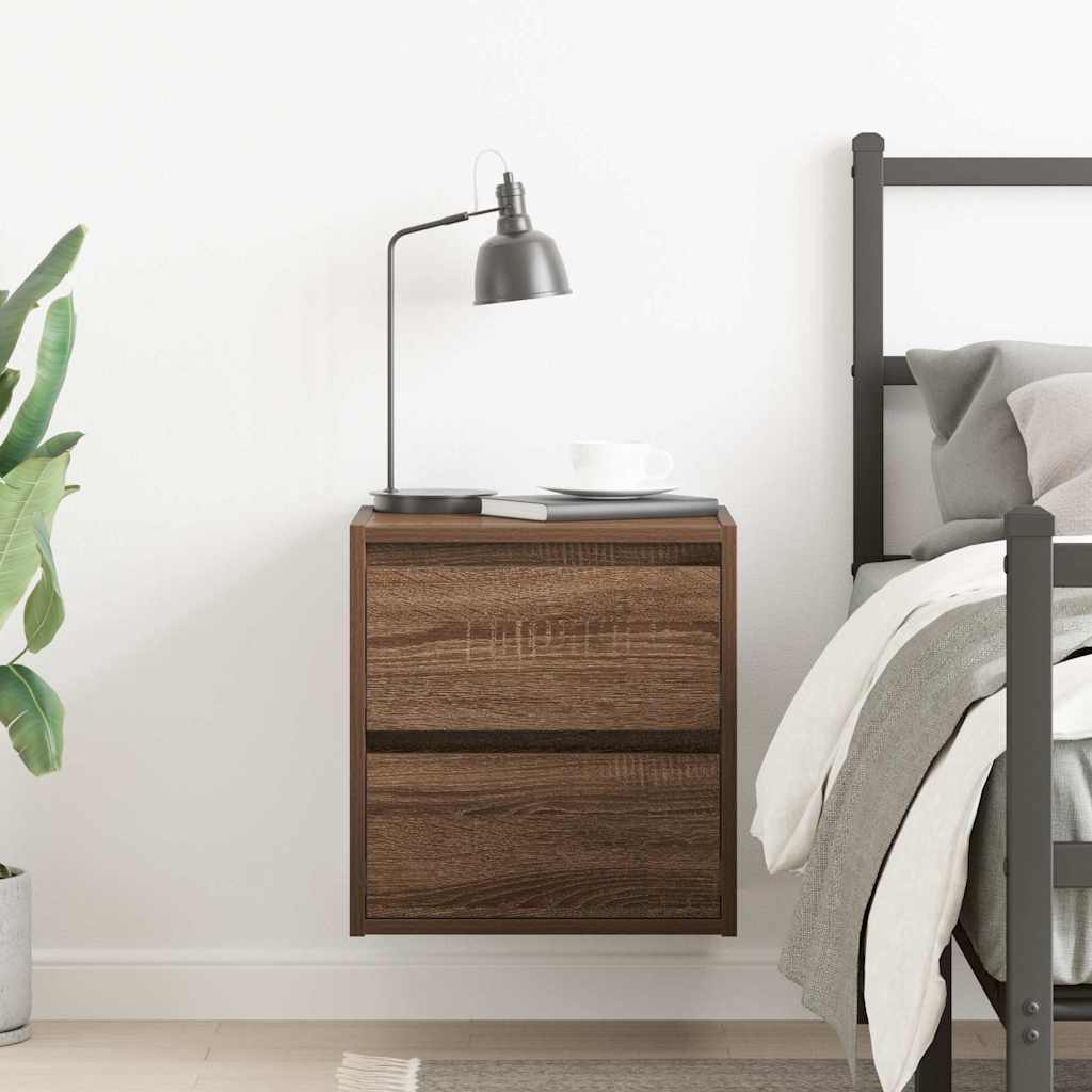 vidaXL Wall-mounted Bedside Cabinet Brown Oak 38x34x40 cm