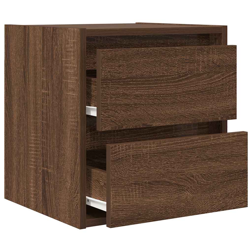 vidaXL Wall-mounted Bedside Cabinet Brown Oak 38x34x40 cm