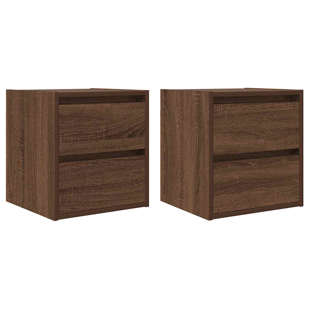 vidaXL Wall-mounted Bedside Cabinets 2 pcs Brown Oak 38x34x40 cm