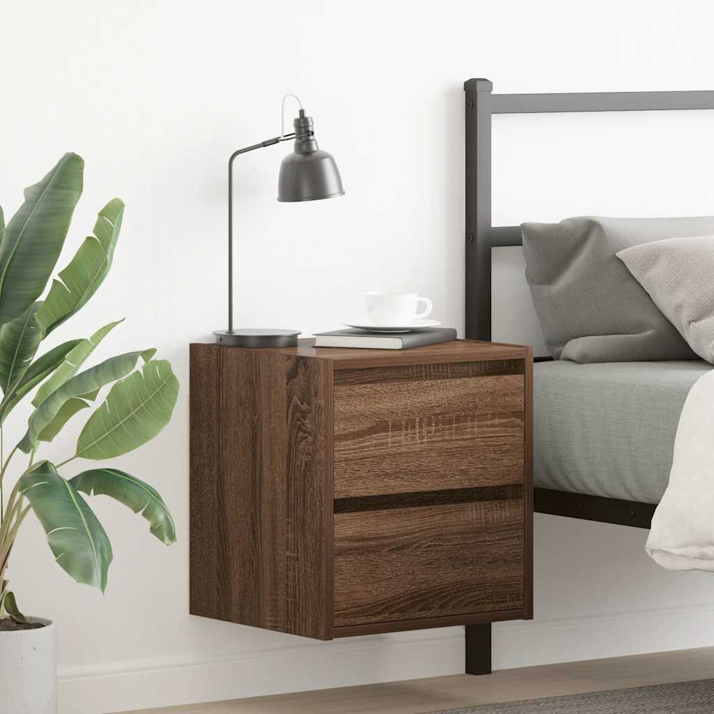 vidaXL Wall-mounted Bedside Cabinets 2 pcs Brown Oak 38x34x40 cm