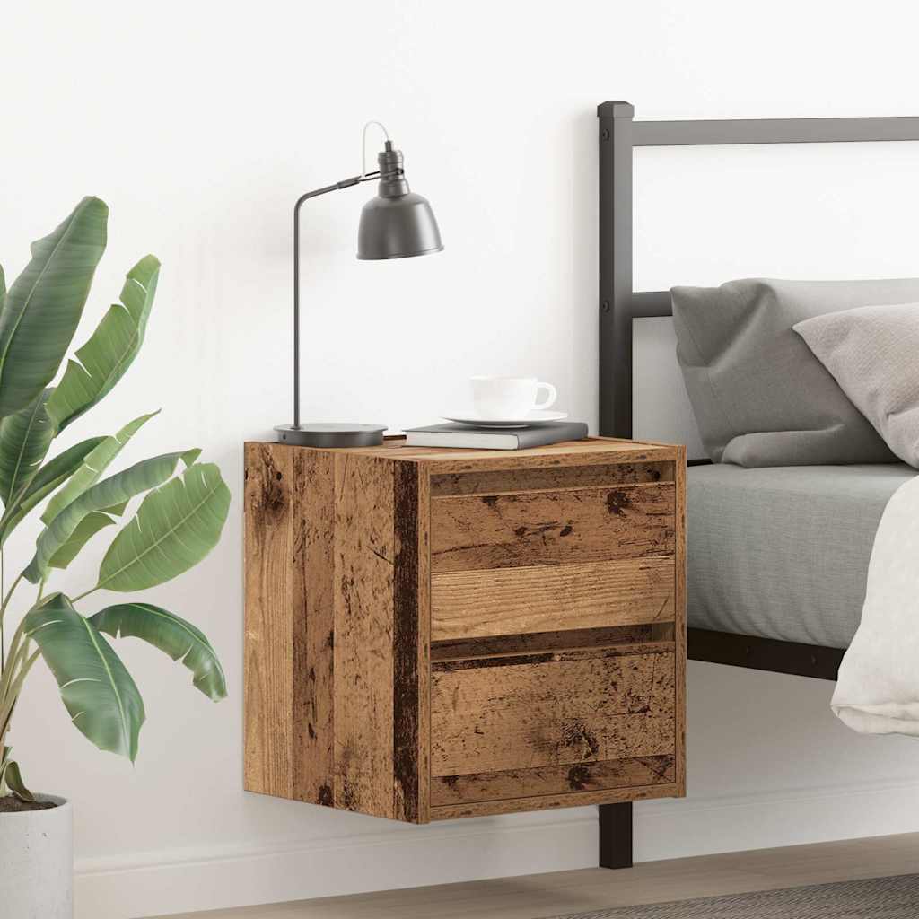 vidaXL Wall-mounted Bedside Cabinet Old Wood 38x34x40 cm