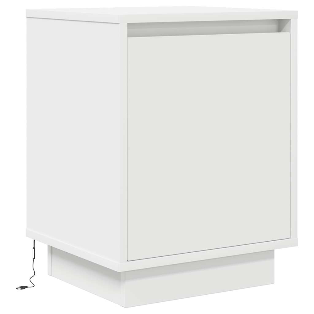 vidaXL Bedside Cabinet with LED Lights White 38x34x50 cm