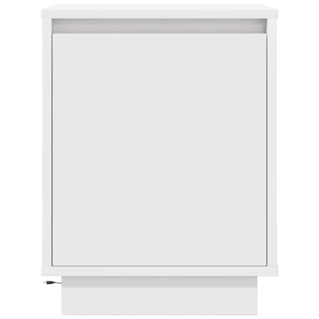 vidaXL Bedside Cabinet with LED Lights White 38x34x50 cm
