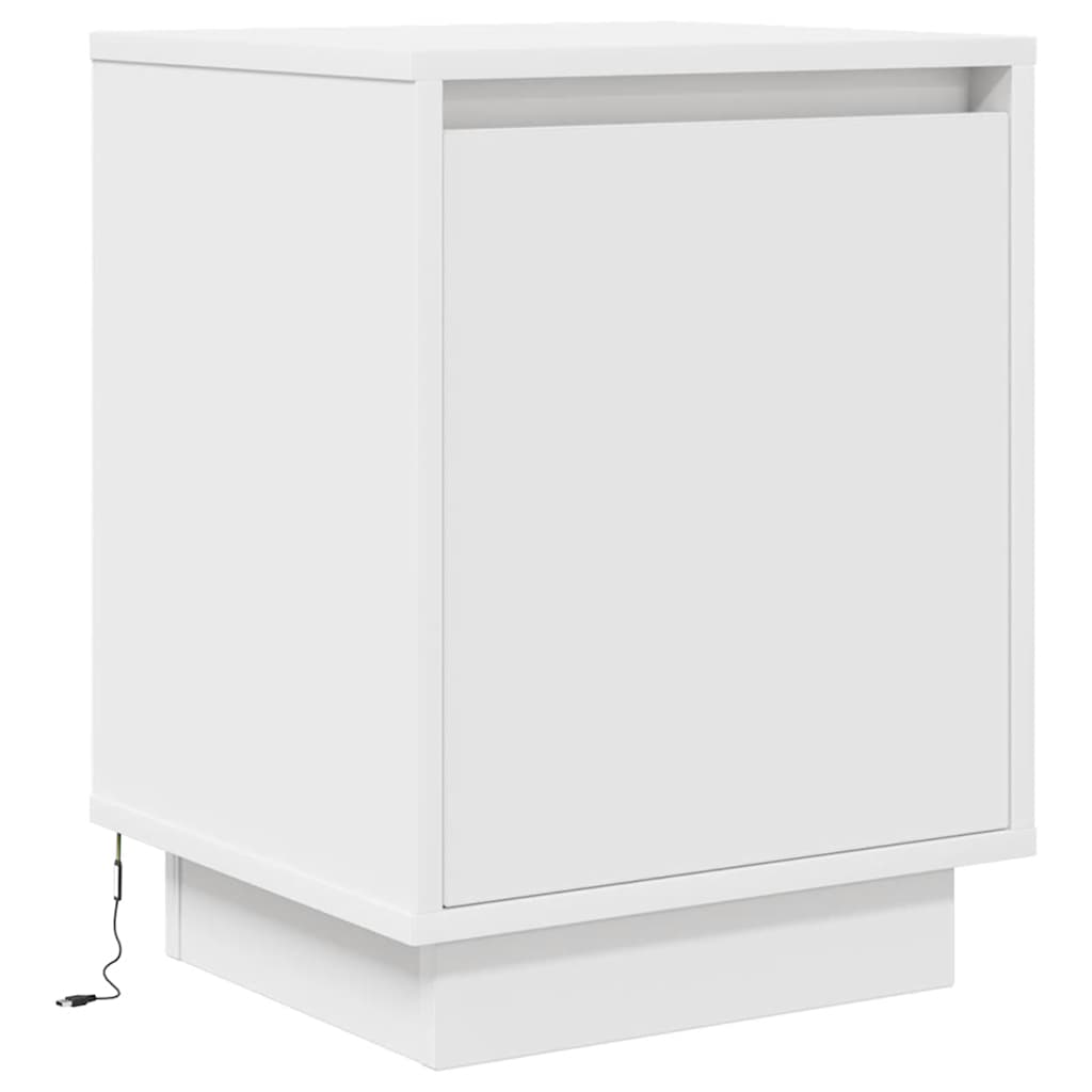 vidaXL Bedside Cabinets with LED Lights 2 pcs White 38x34x50 cm