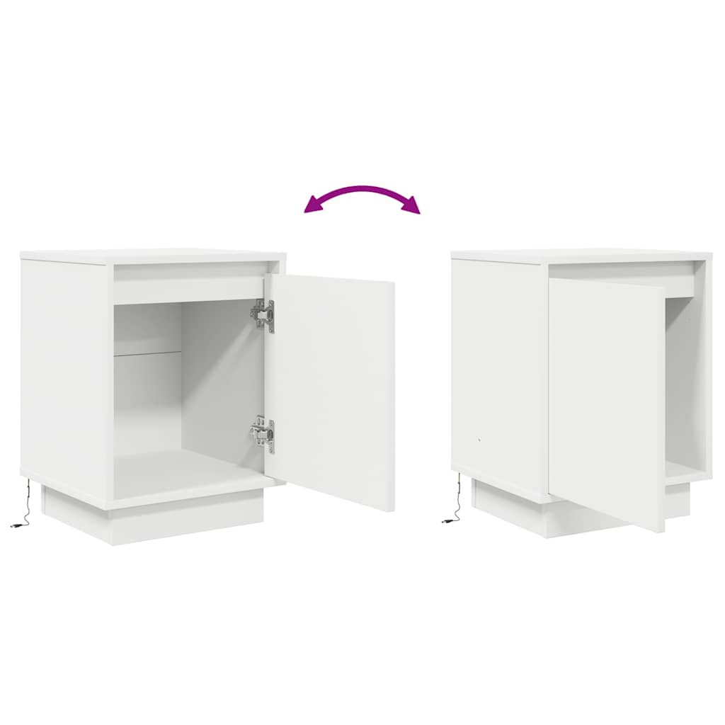 vidaXL Bedside Cabinets with LED Lights 2 pcs White 38x34x50 cm