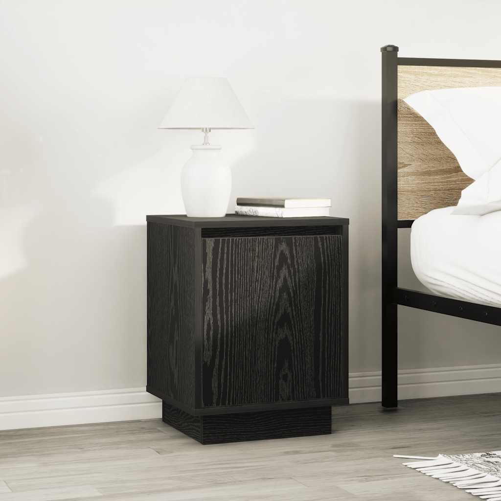 vidaXL Bedside Cabinet with LED Lights Black 38x34x50 cm