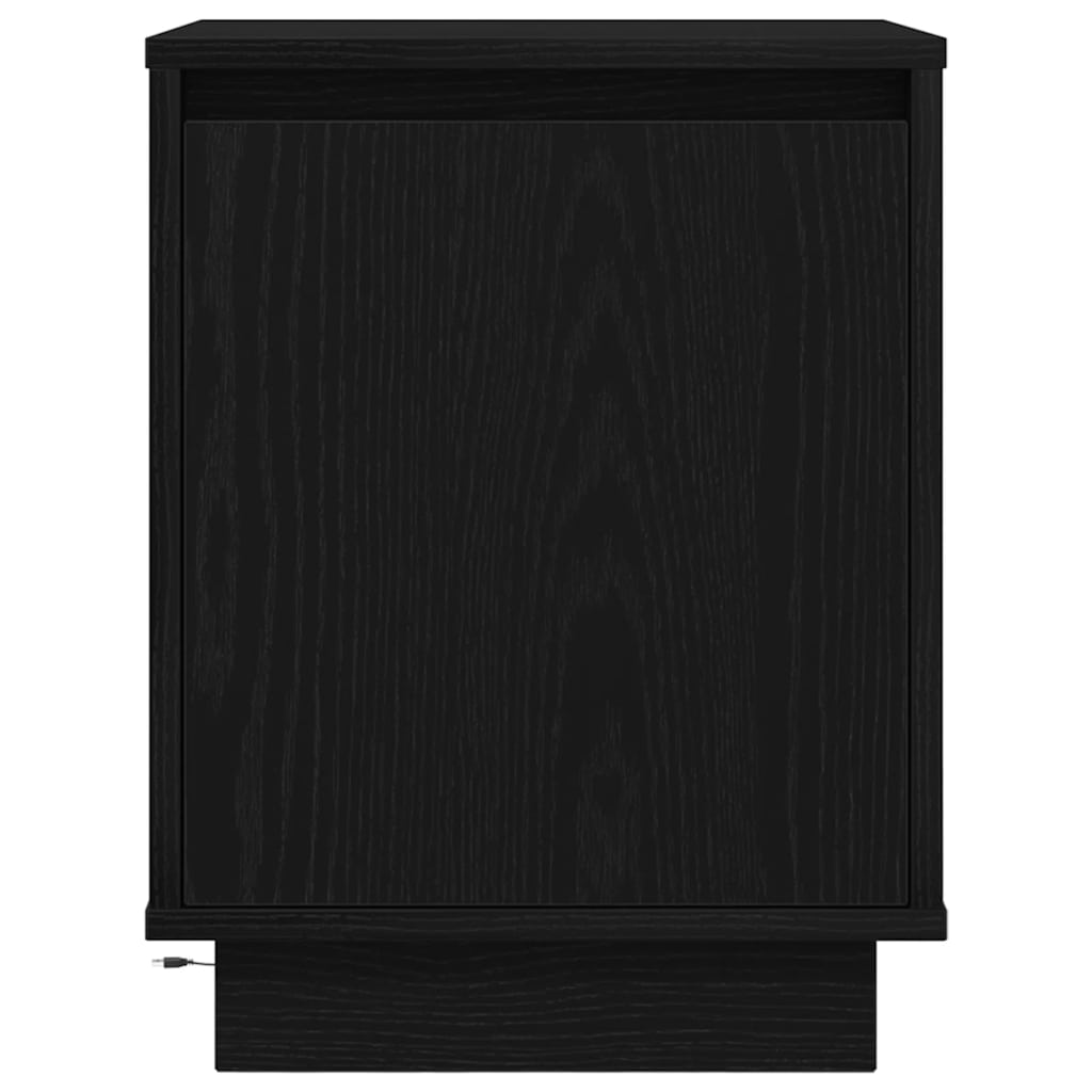 Bedside Cabinet with LED Lights Black 38x34x50 cm