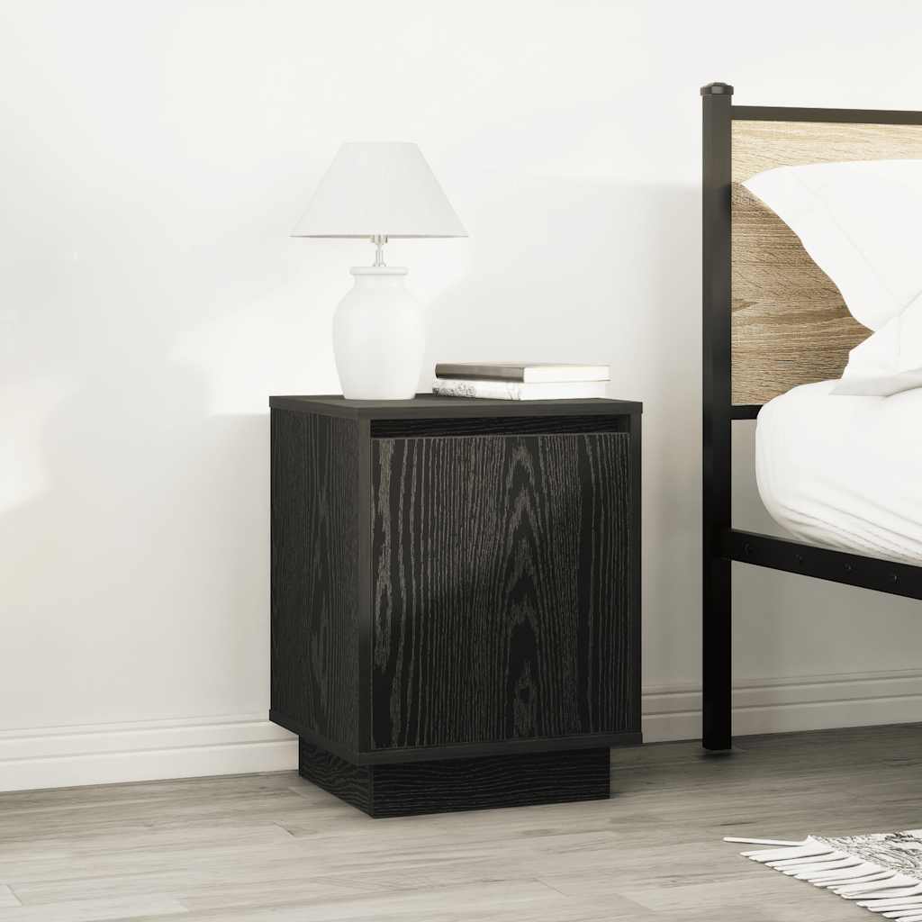 vidaXL Bedside Cabinets with LED Lights 2 pcs Black 38x34x50 cm