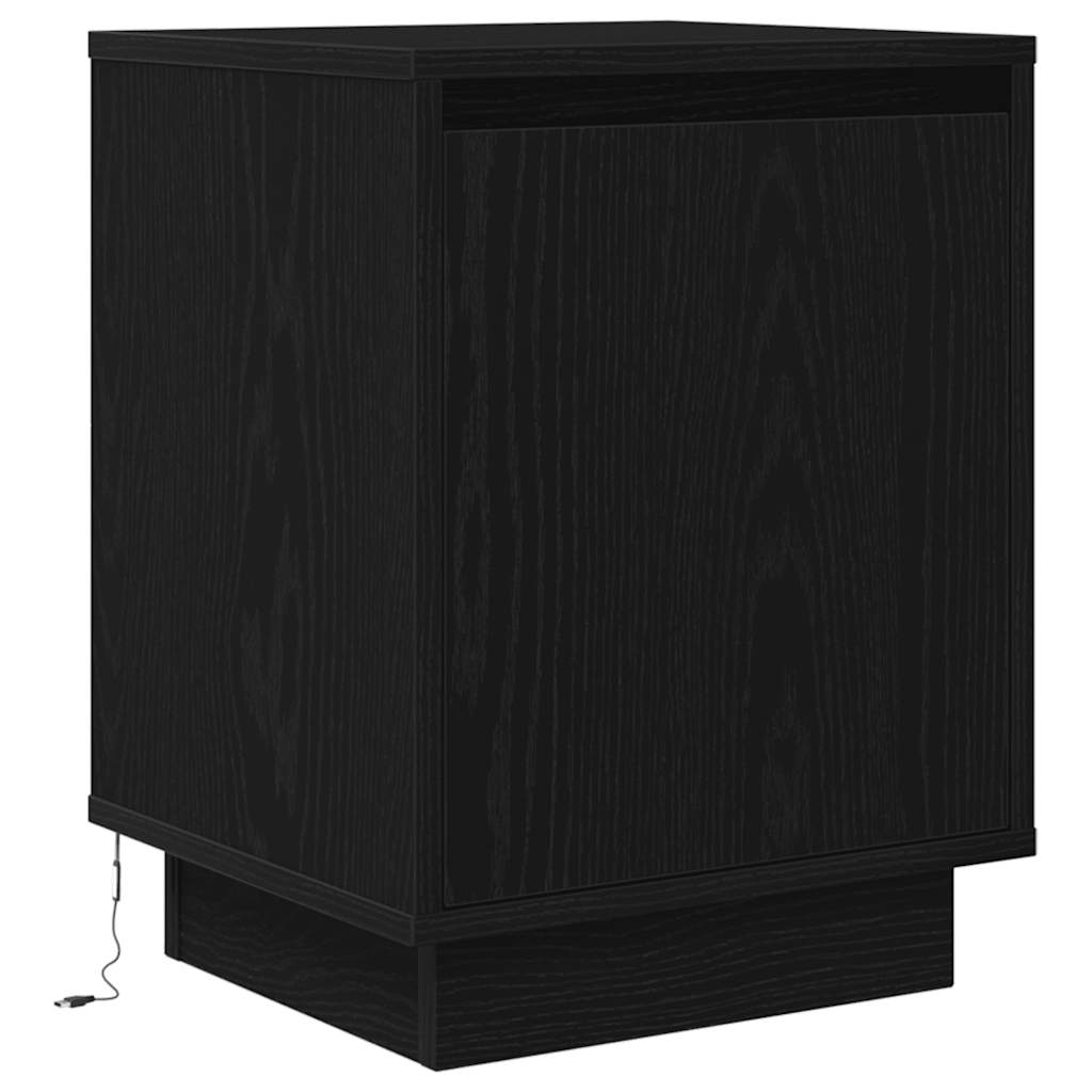 vidaXL Bedside Cabinets with LED Lights 2 pcs Black 38x34x50 cm