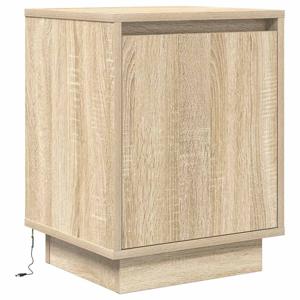 vidaXL Bedside Cabinet with LED Lights Sonoma Oak 38x34x50 cm