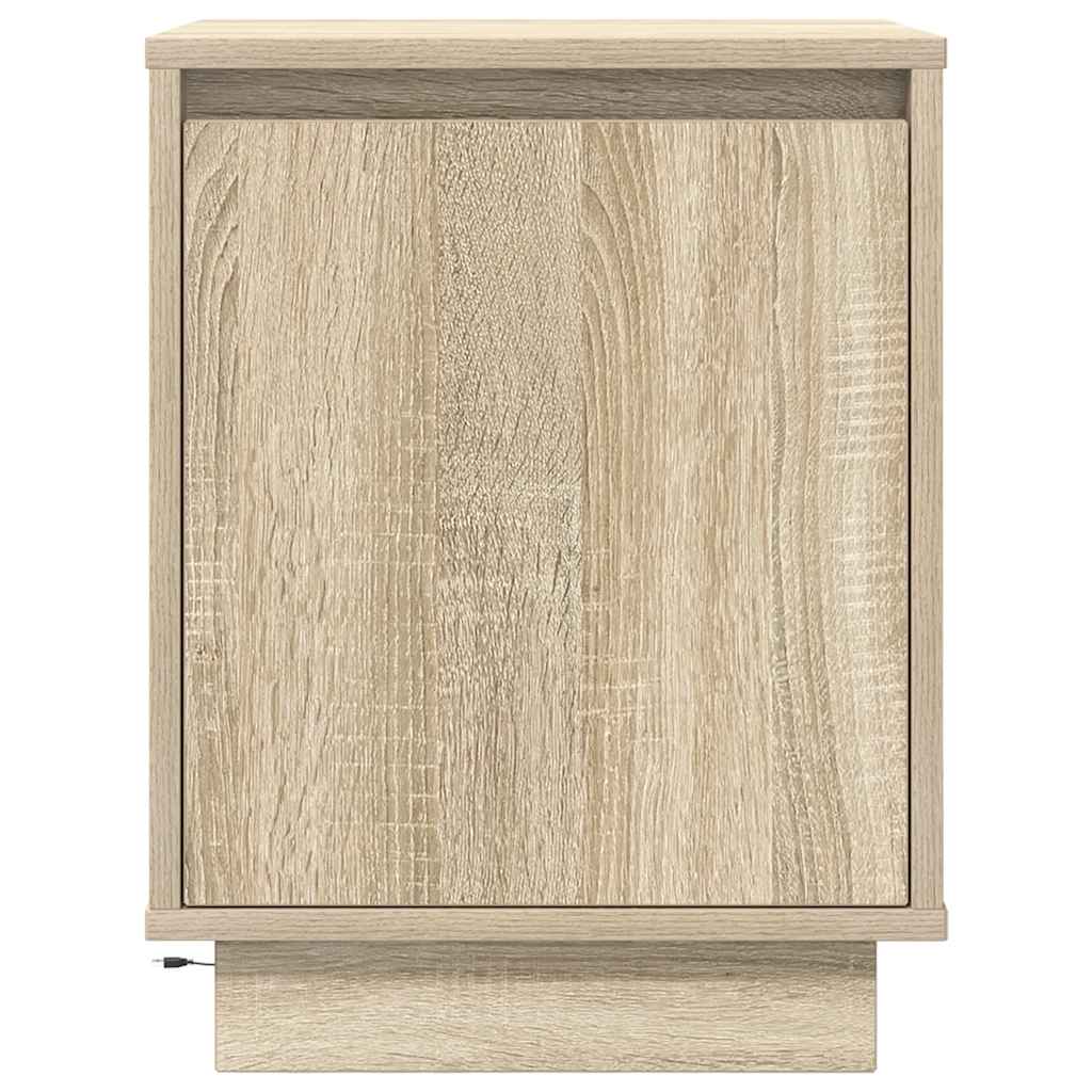 vidaXL Bedside Cabinet with LED Lights Sonoma Oak 38x34x50 cm