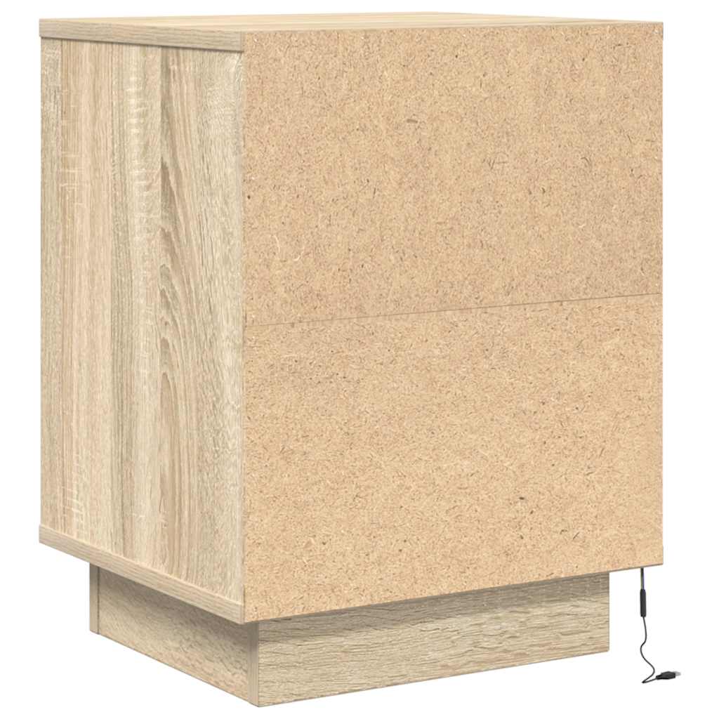 Bedside Cabinet with LED Lights Sonoma Oak 38x34x50 cm