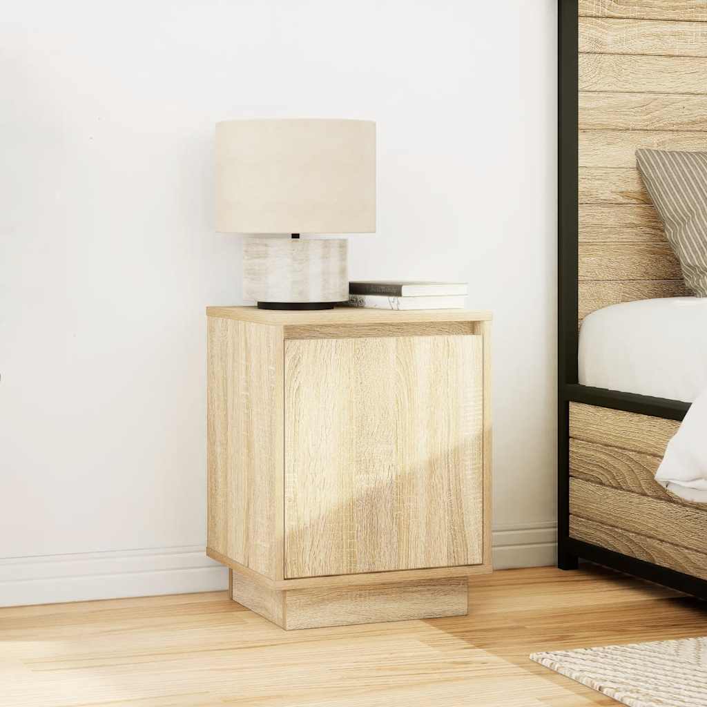 vidaXL Bedside Cabinets with LED Lights 2 pcs Sonoma Oak 38x34x50 cm