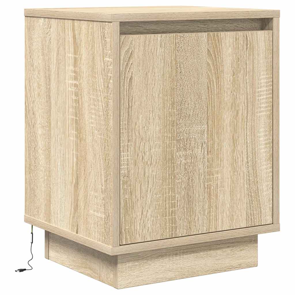 vidaXL Bedside Cabinets with LED Lights 2 pcs Sonoma Oak 38x34x50 cm