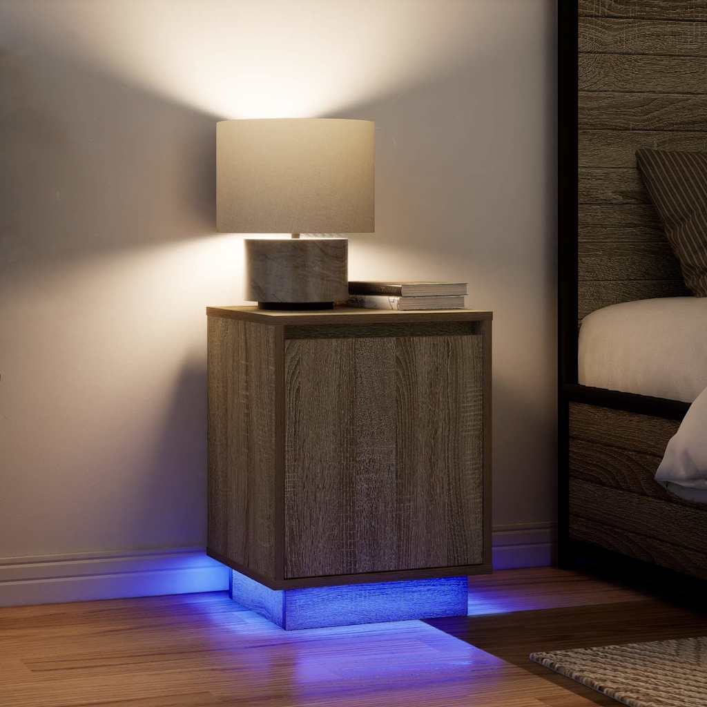 vidaXL Bedside Cabinets with LED Lights 2 pcs Sonoma Oak 38x34x50 cm