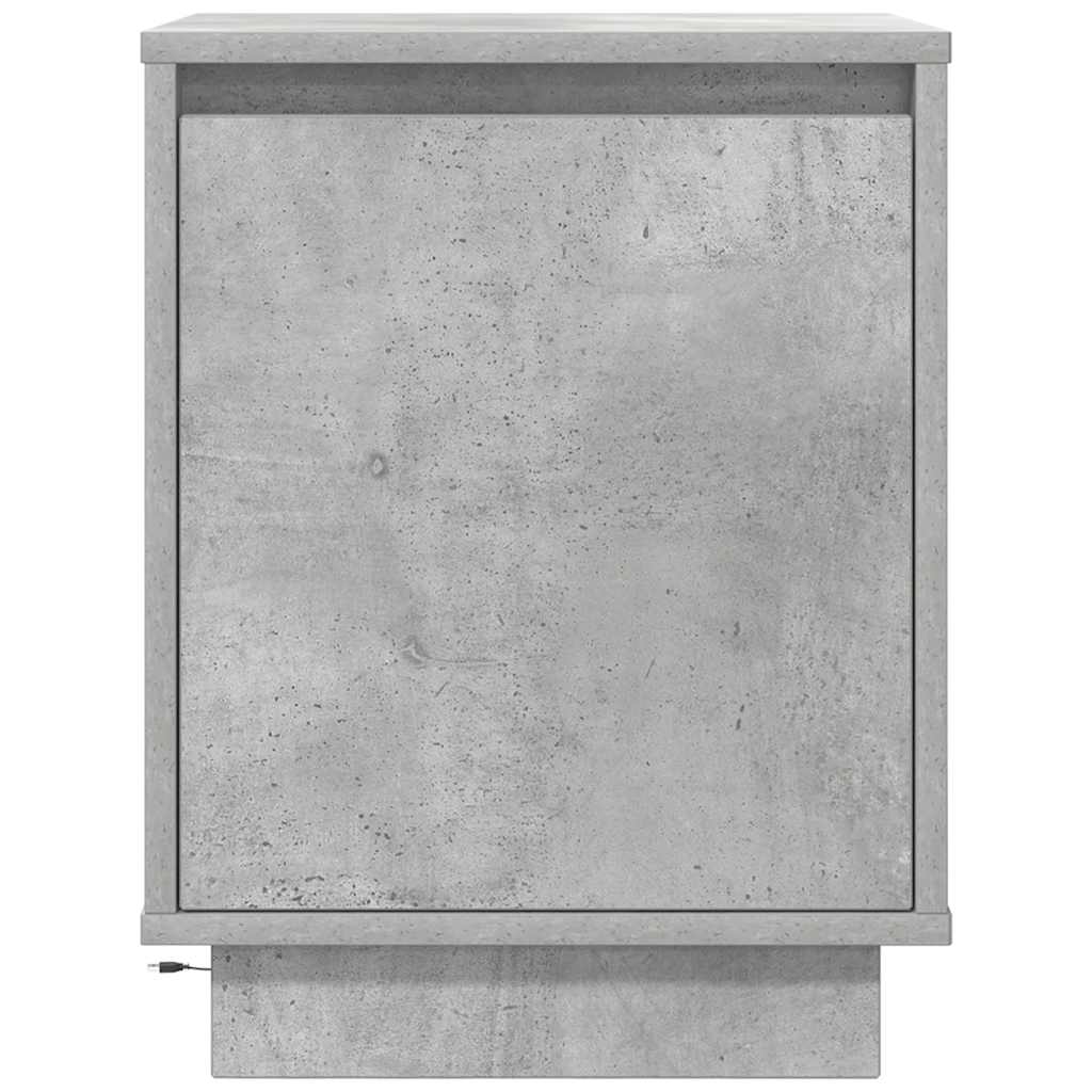 vidaXL Bedside Cabinet with LED Lights Concrete Grey 38x34x50 cm