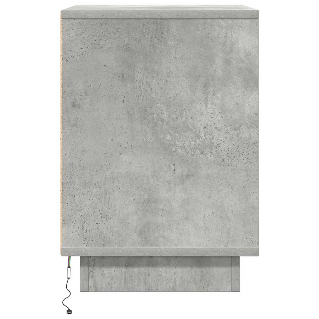 Bedside Cabinet with LED Lights Concrete Grey 38x34x50 cm