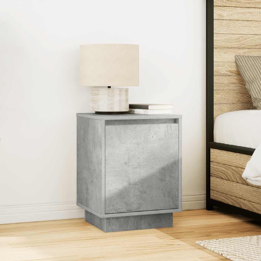 vidaXL Bedside Cabinets with LED Lights 2 pcs Concrete Grey 38x34x50 cm