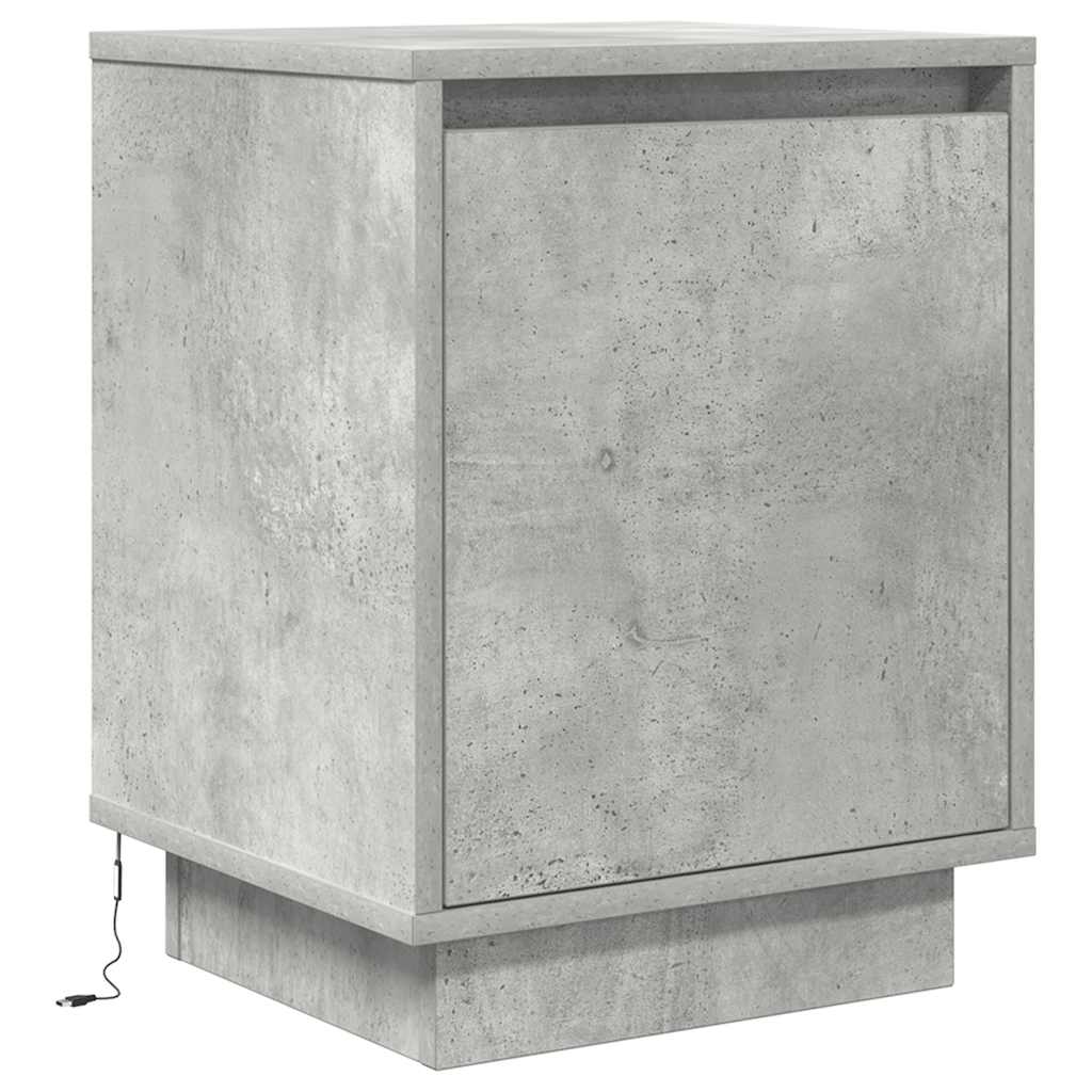 vidaXL Bedside Cabinets with LED Lights 2 pcs Concrete Grey 38x34x50 cm