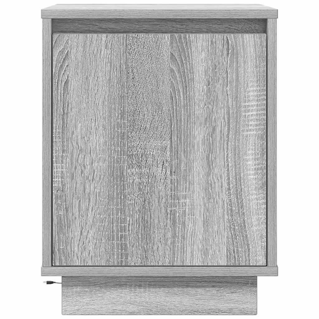 Bedside Cabinet with LED Lights Grey Sonoma 38x34x50 cm