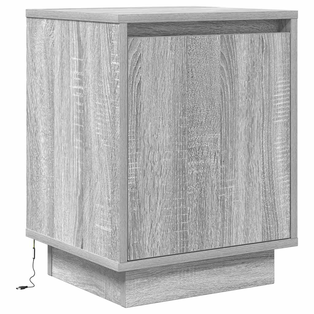 vidaXL Bedside Cabinets with LED Lights 2 pcs Grey Sonoma 38x34x50 cm