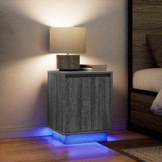 vidaXL Bedside Cabinets with LED Lights 2 pcs Grey Sonoma 38x34x50 cm