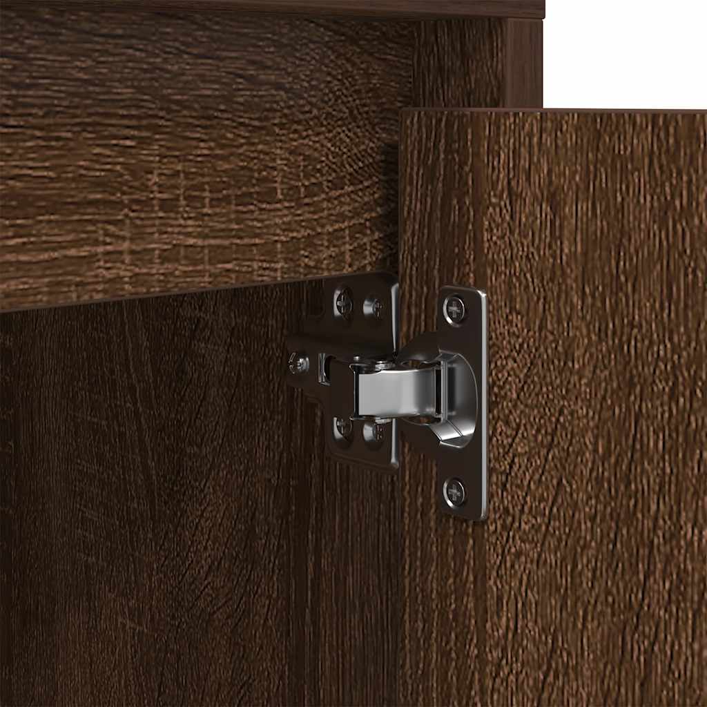 Bedside Cabinet with LED Lights Brown Oak 38x34x50 cm