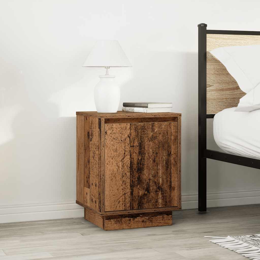 Bedside Cabinet with LED Lights Old Wood 38x34x50 cm