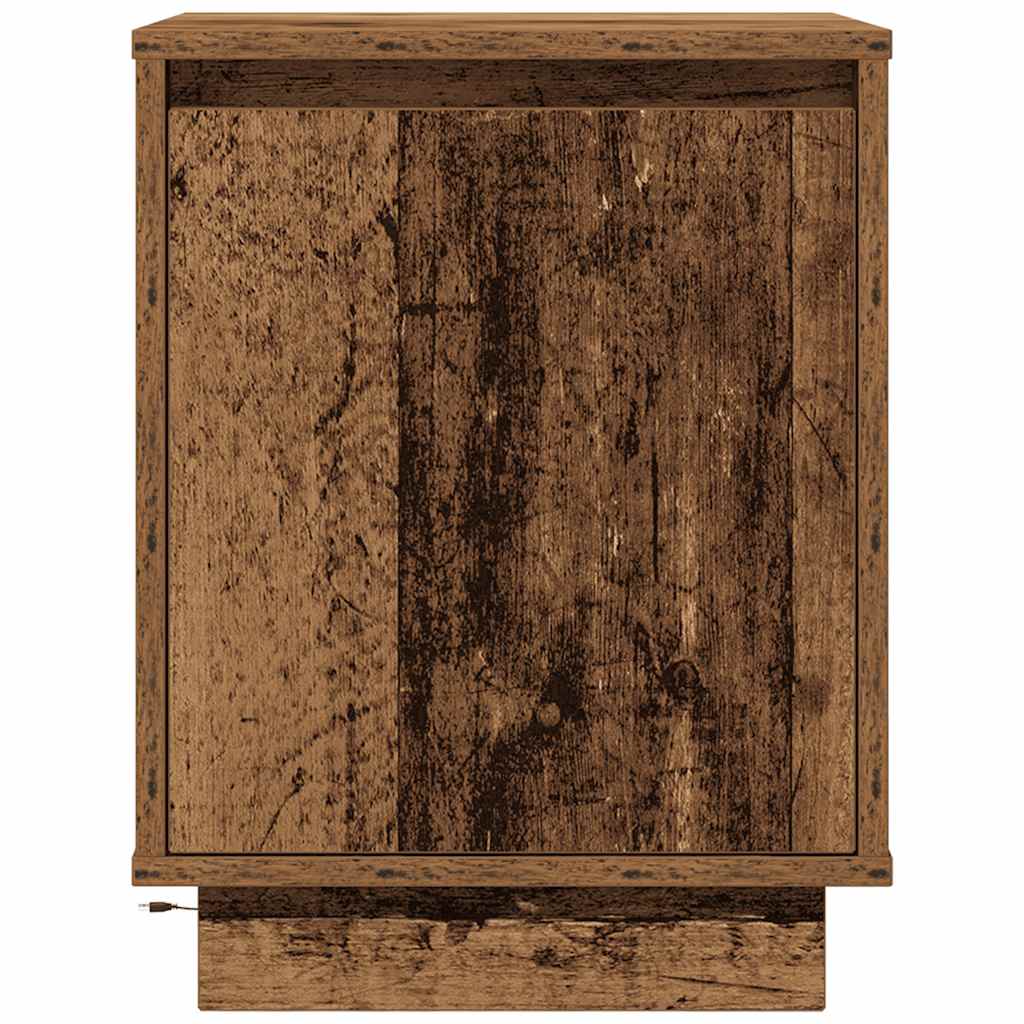 Bedside Cabinet with LED Lights Old Wood 38x34x50 cm