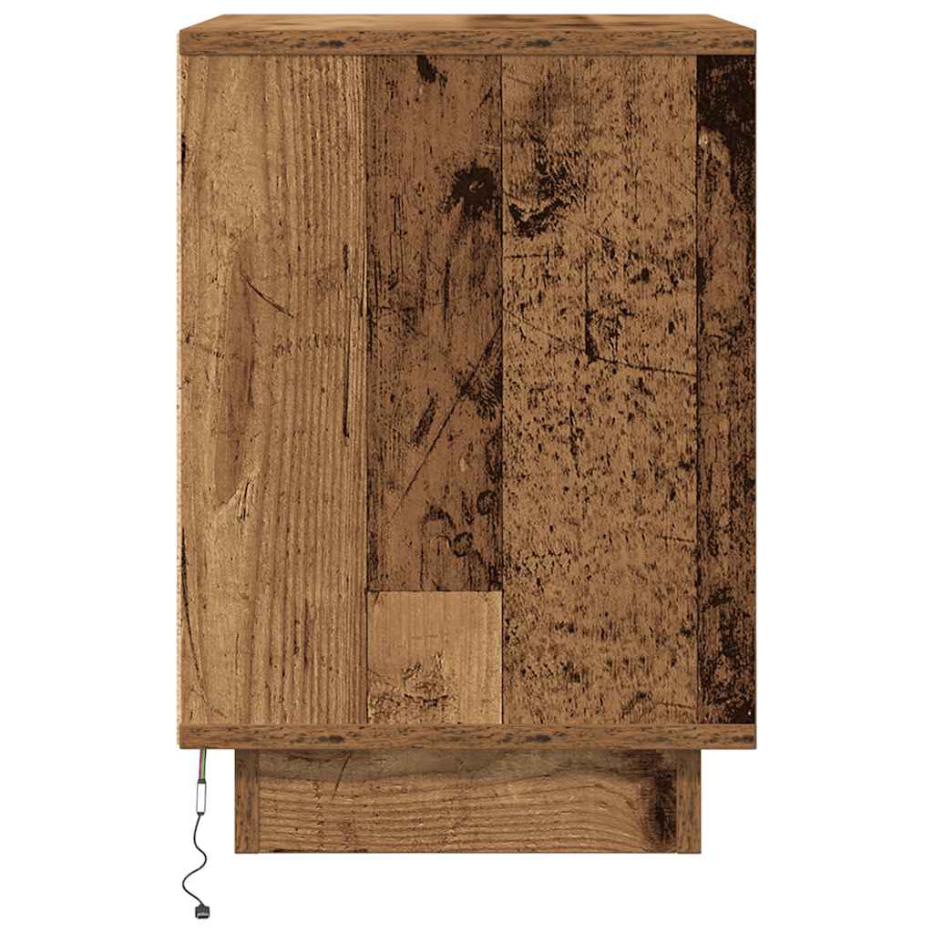 Bedside Cabinet with LED Lights Old Wood 38x34x50 cm