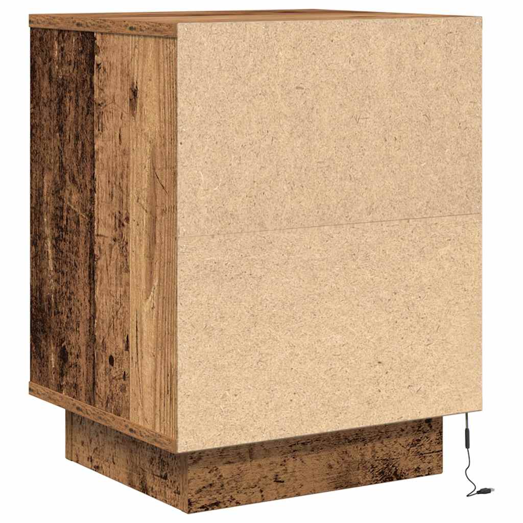 Bedside Cabinet with LED Lights Old Wood 38x34x50 cm