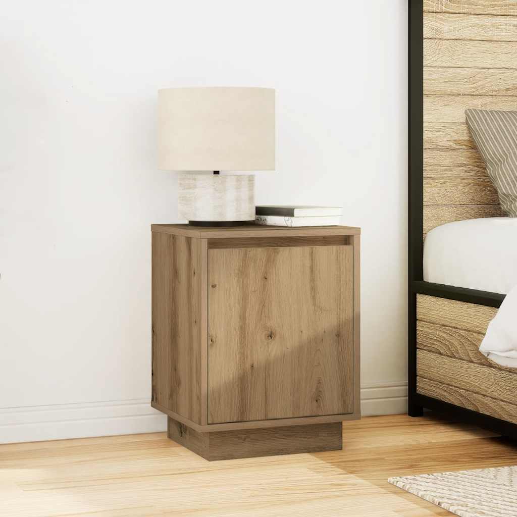 vidaXL Bedside Cabinets with LED Lights 2 pcs Artisan Oak 38x34x50 cm