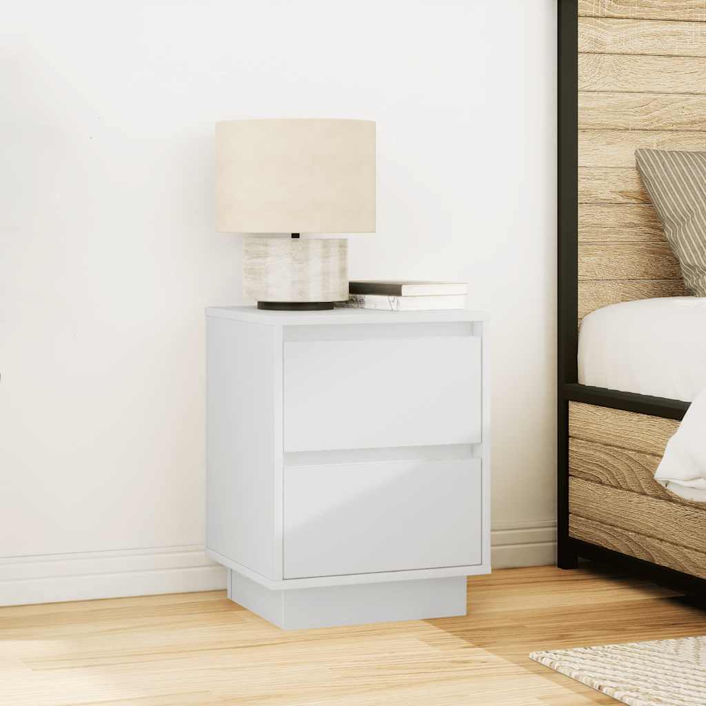 vidaXL Bedside Cabinets with LED Lights 2 pcs White 38x34x50 cm