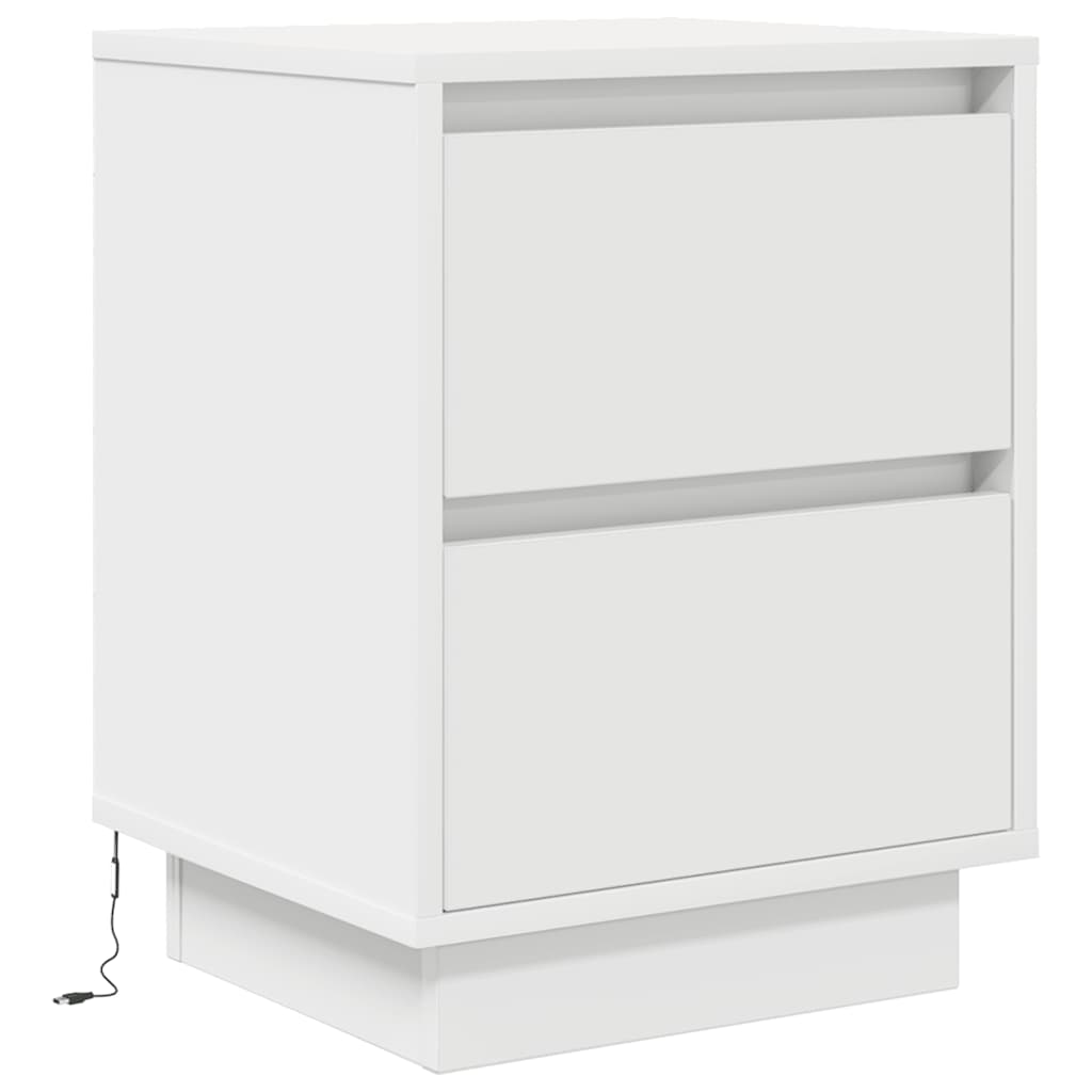 vidaXL Bedside Cabinets with LED Lights 2 pcs White 38x34x50 cm