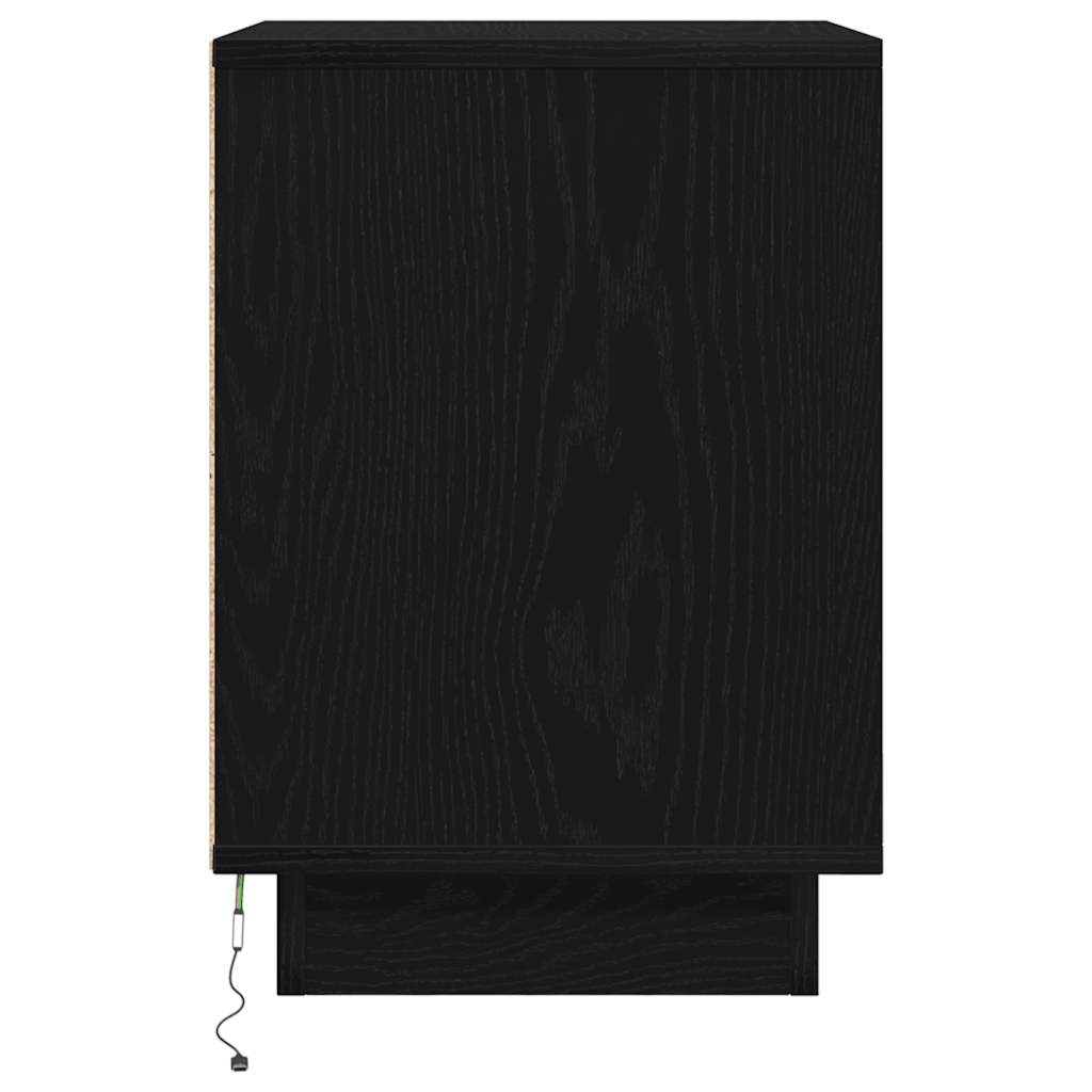 vidaXL Bedside Cabinet with LED Lights Black 38x34x50 cm
