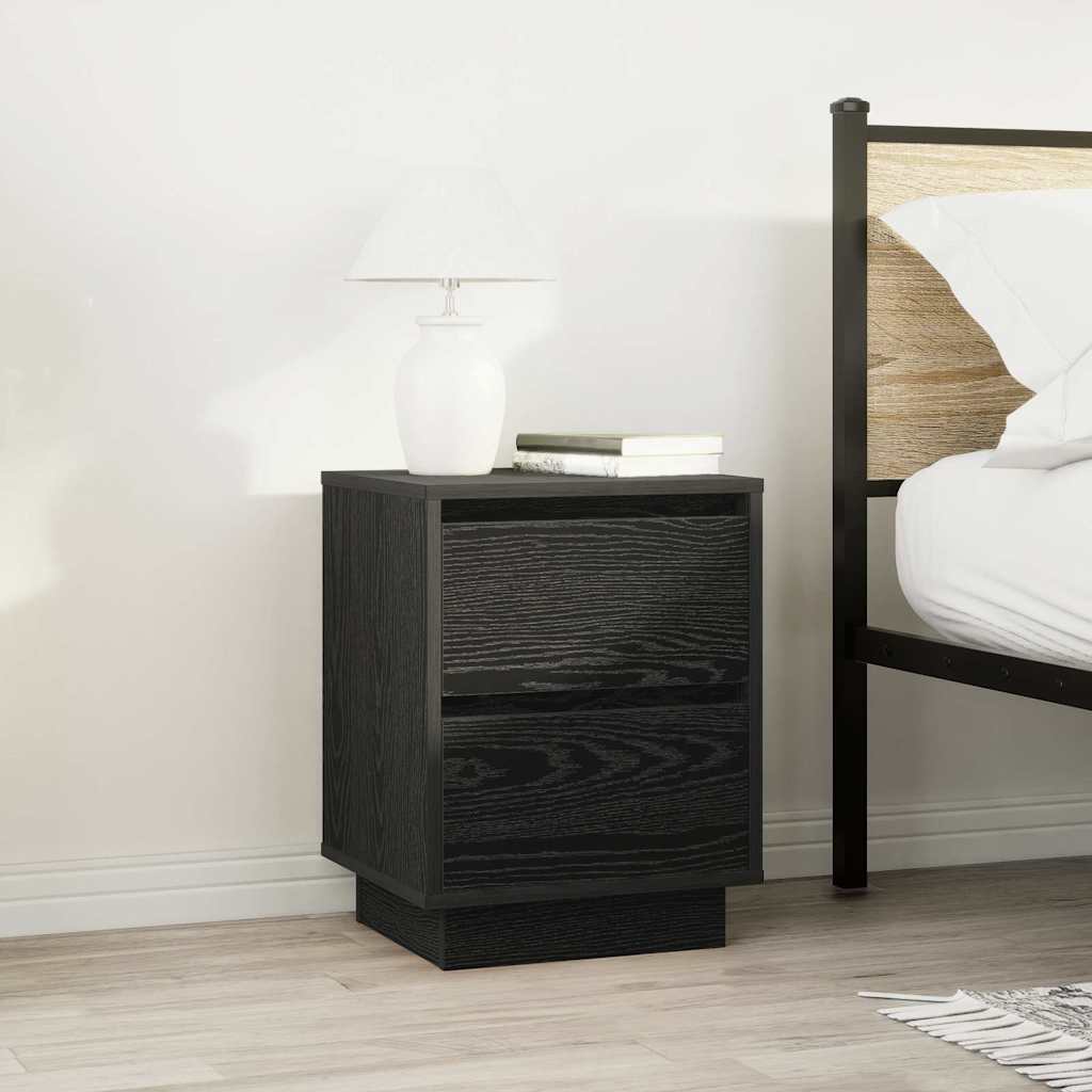 vidaXL Bedside Cabinets with LED Lights 2 pcs Black 38x34x50 cm