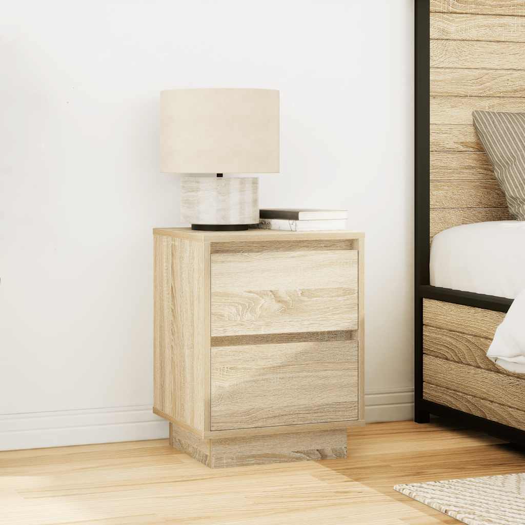 vidaXL Bedside Cabinets with LED Lights 2 pcs Sonoma Oak 38x34x50 cm