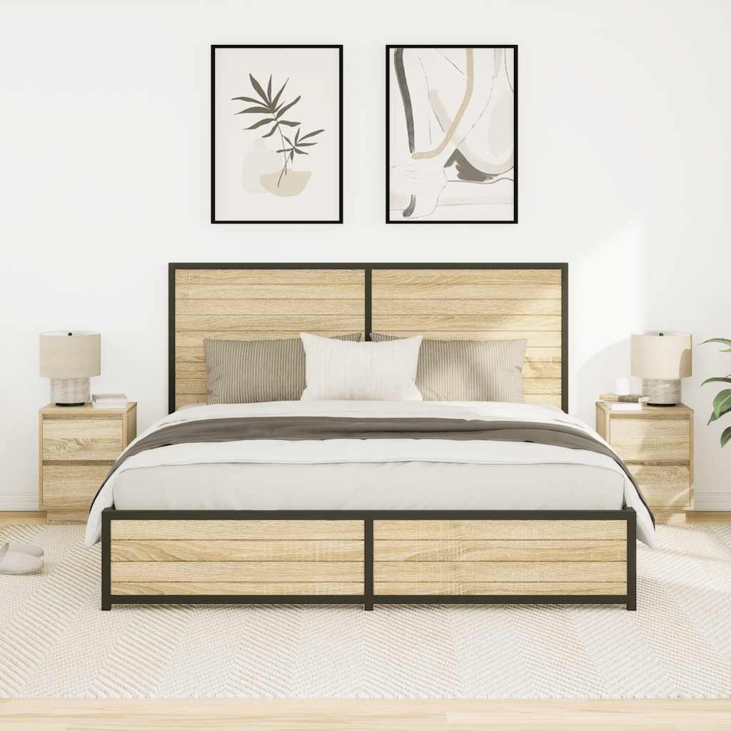 Bedside Cabinets with LED Lights 2 pcs Sonoma Oak 38x34x50 cm