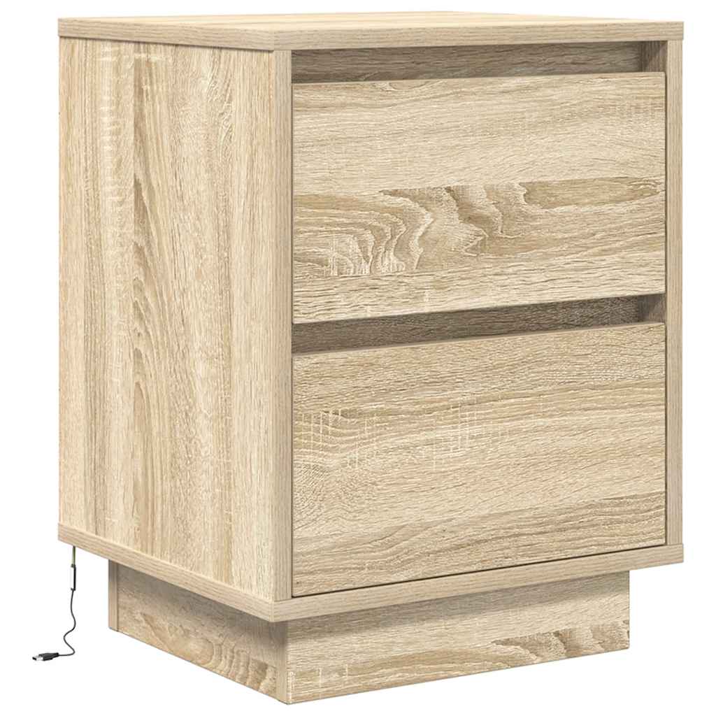 vidaXL Bedside Cabinets with LED Lights 2 pcs Sonoma Oak 38x34x50 cm